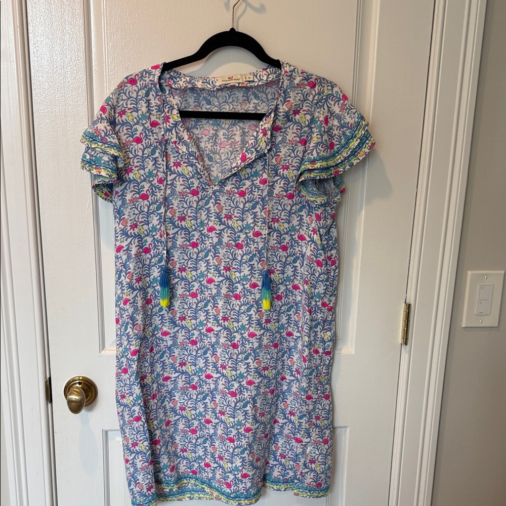 Vineyard Vines Blue and Pink Floral Casual Dress